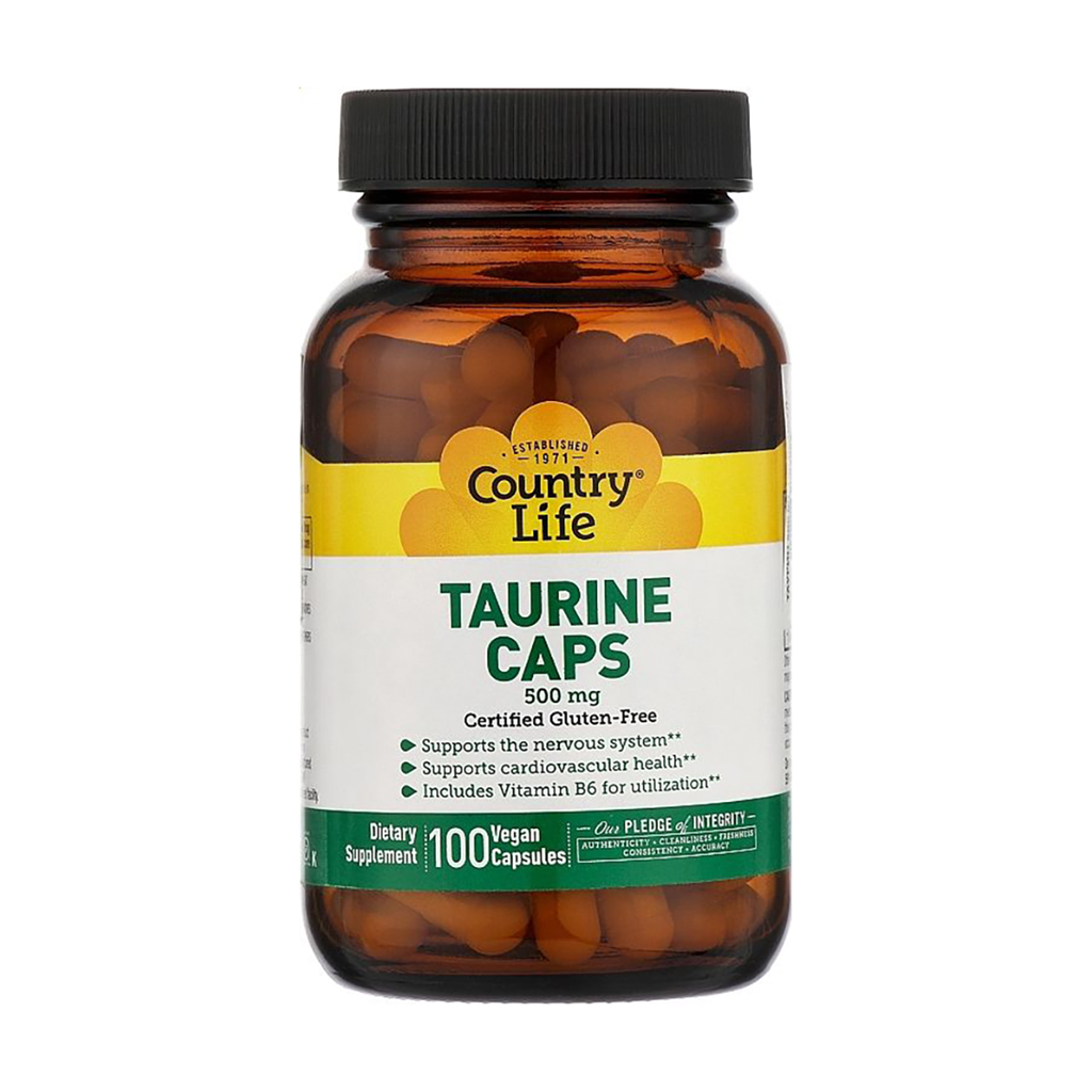 Таурин Country Life Taurine Caps, 500 мг, 100 веганських капсул